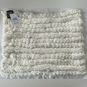 Ann Taylor Cream Knit Neck Shrug with Pearl Details